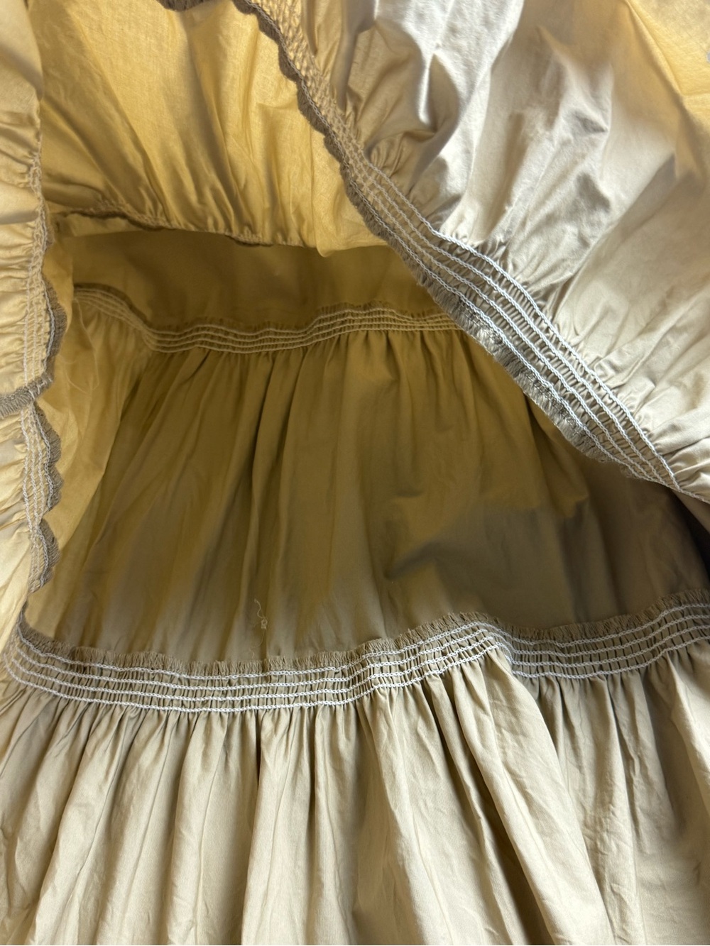 Veronica Beard Amaia Midi Dress Cottagecore Coastal Cowgirl White Khaki M - Picture 7 of 13